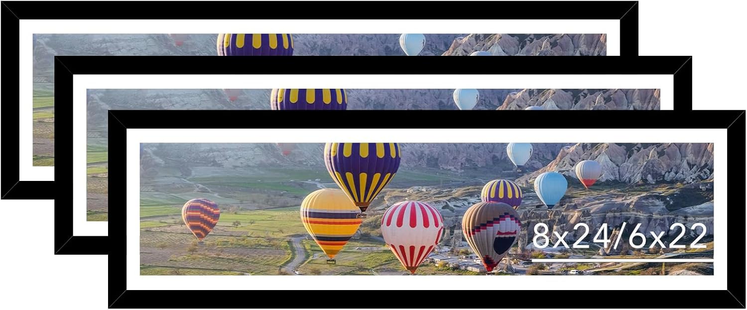 8x24 Picture Frame Set of 3 for Panoramic Photos and Art