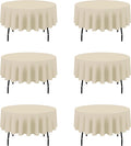 Beige Round Tablecloth 90 in 6 Pack - Reusable Elegant Event Covers
