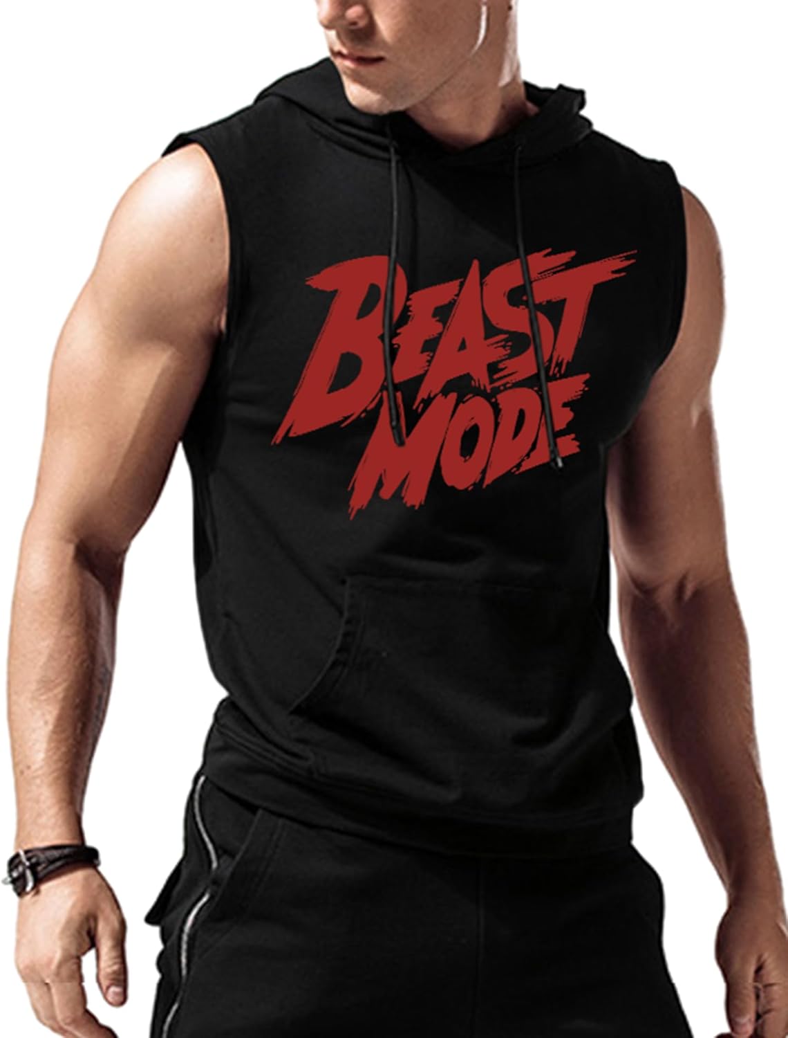 Amussiar Men's Sleeveless Hooded Tank - Boost Your Workout!