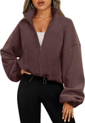 Womens Fleece Jackets Zip Up Oversized Crop - Cozy Sherpa Style