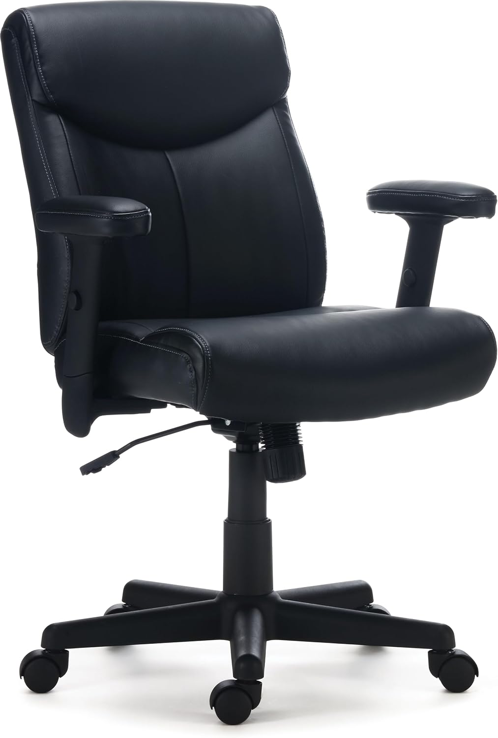 Staples Ergonomic Executive Chair, Adjustable Height, Luxura Leather, Black