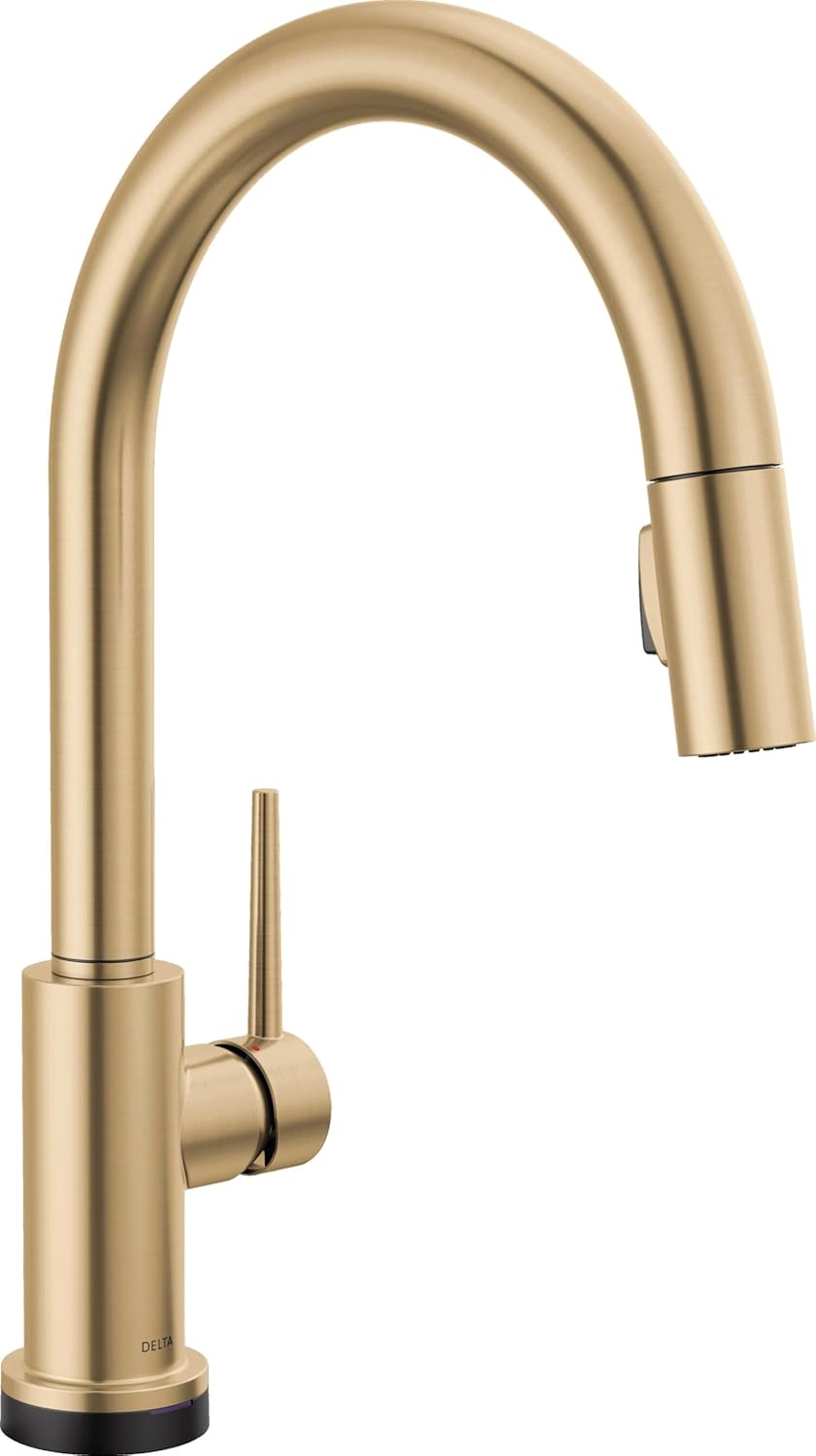 Delta Trinsic Brushed Gold Touch Kitchen Faucet with Pull Down Sprayer
