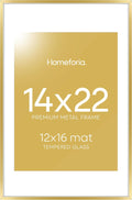 High-End 14x22 Gold Picture Frame with Mat for Stunning Displays