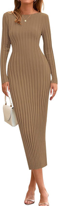 Womens Ribbed Knit Sweater Dress Boat Neck - Flattering Fit