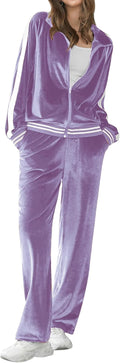 Ekouaer Women's Plush Velor Tracksuit for Ultimate Cozy Wear