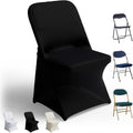 100 PCS Black Folding Chair Covers for Party Spandex Stretch - Durable