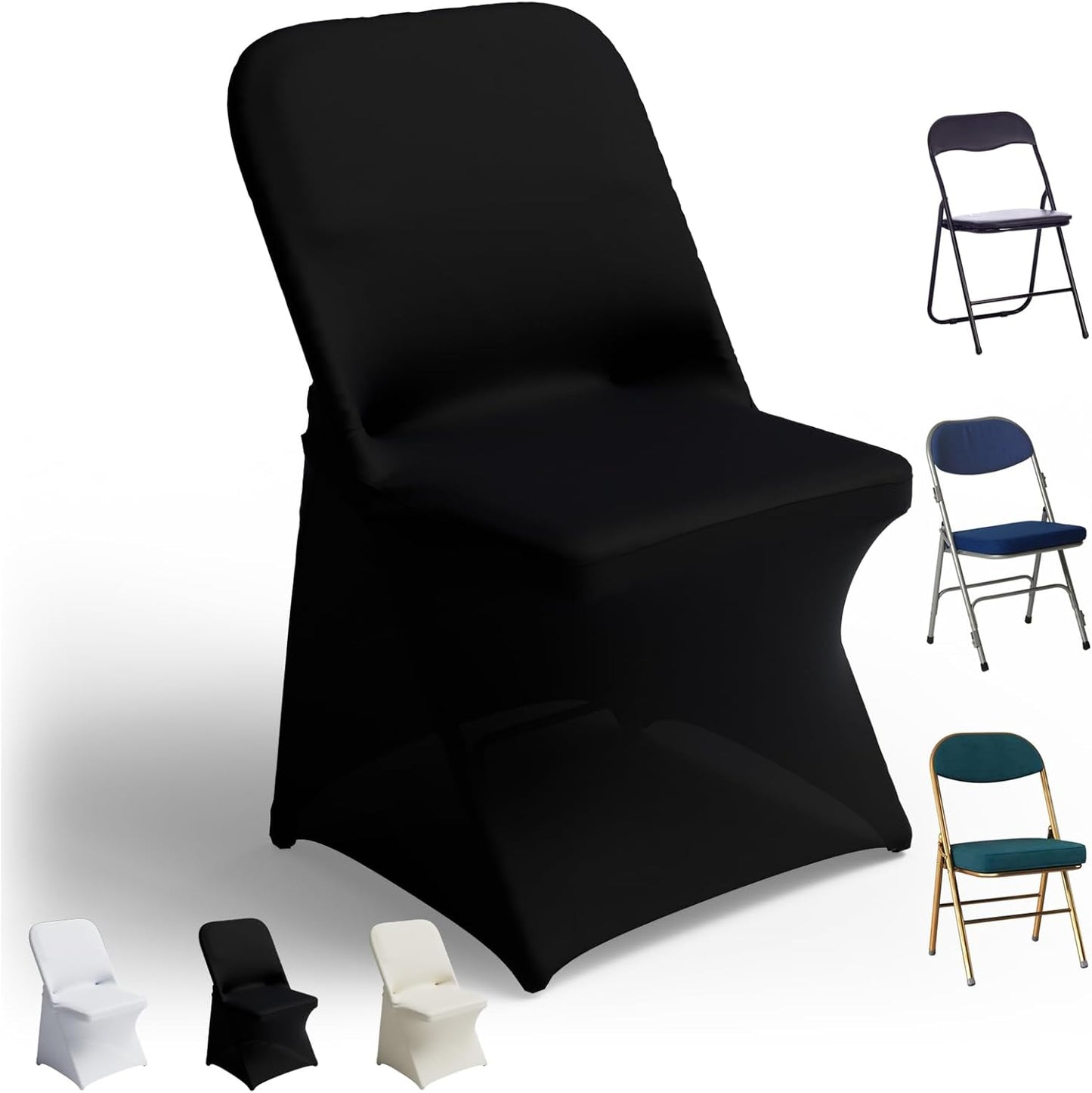 100 PCS Black Folding Chair Covers for Party Events Decor