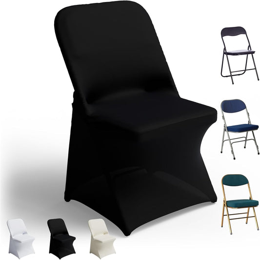 100 PCS Black Folding Chair Covers for Party Events Decor