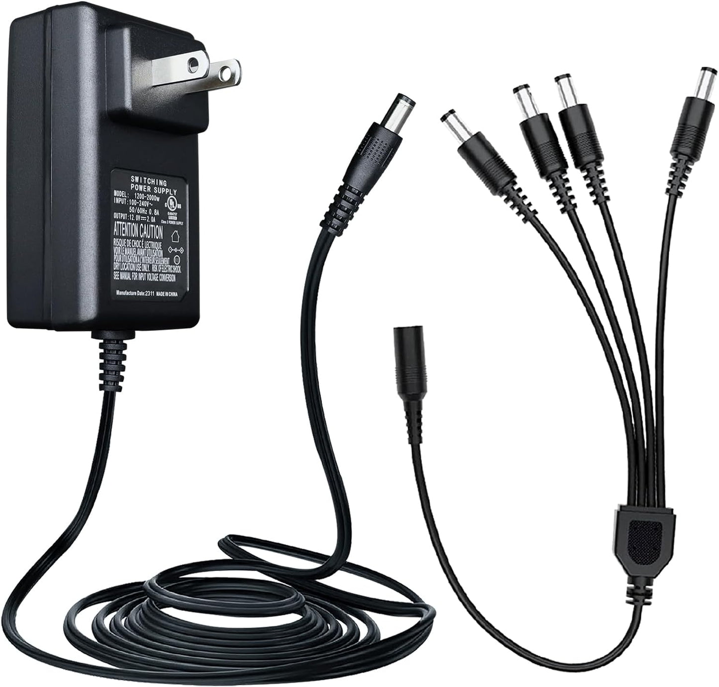 ANLINK Power Adapter + Splitter Cable for Security Cameras