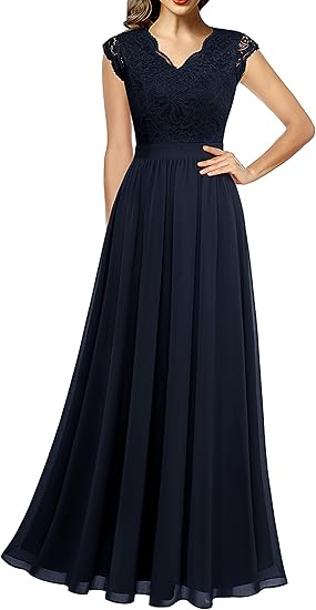 Dressystar Women's V Neck Sleeveless Lace Bridesmaid Dress Review