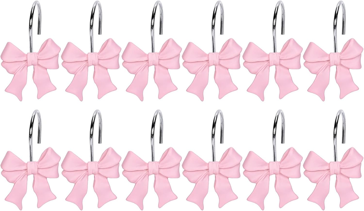 Whaline 12Pcs Pink Bow Shower Hooks - Charming Curtain Decor