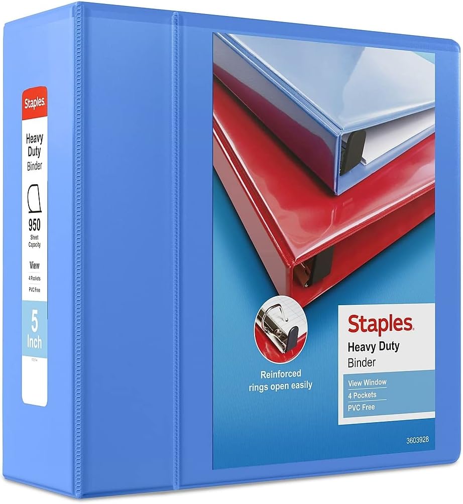 Staples Heavy Duty 5-Inch 3-Ring View Binder in Periwinkle