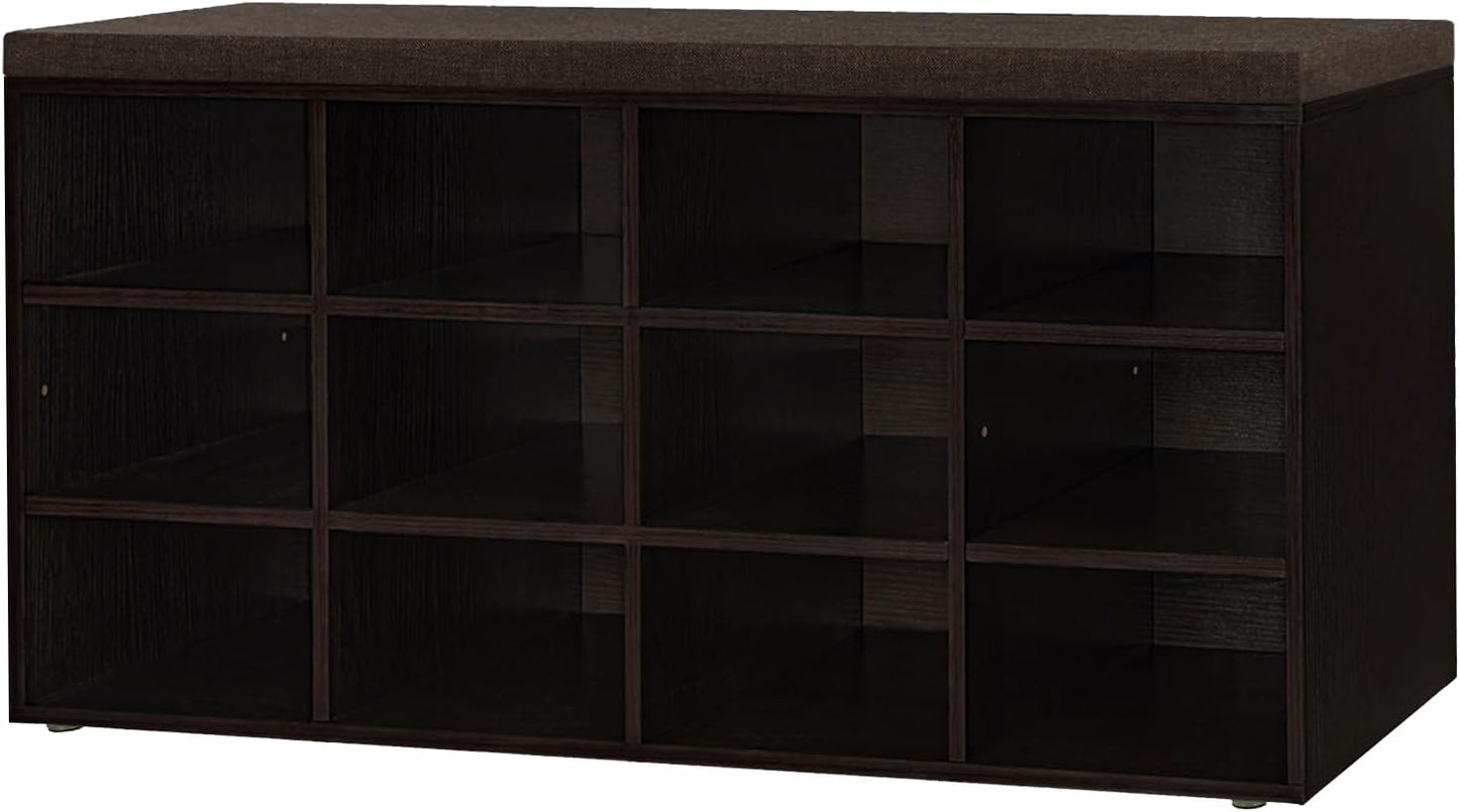 Multifunctional Shoe Storage Bench with Cushion and Cubbies