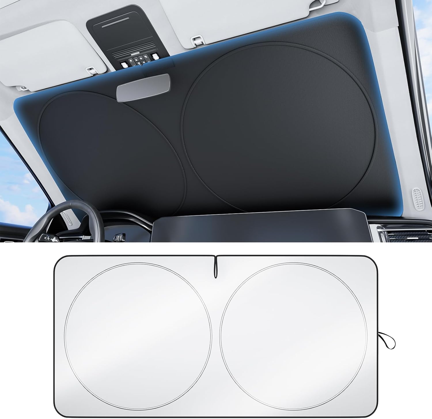 Wigoo 2025 Upgrade Car Windshield Sun Shade for Total Blackout
