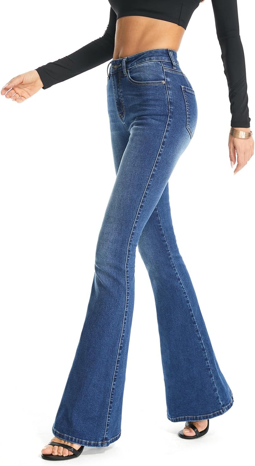 FLYING BANANA Women's Curvy Stretchy Bootcut Flare Denim Jeans