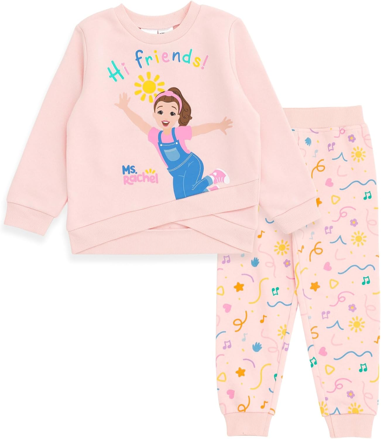 Ms. Rachel Animals Fleece Crossover Sweatshirt and Jogger Set