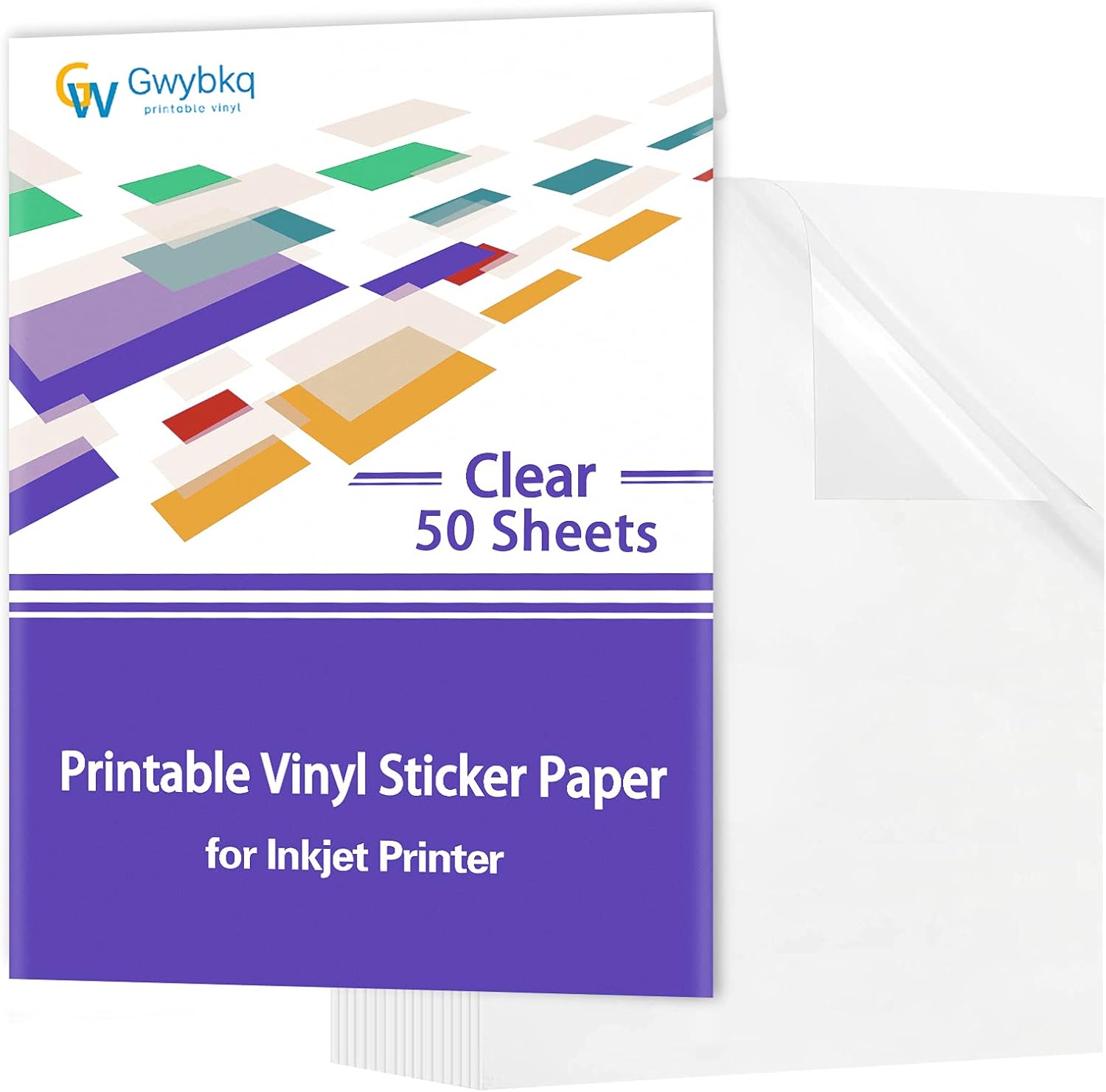 Inkjet Printable Clear Vinyl Stickers, 50 Sheets