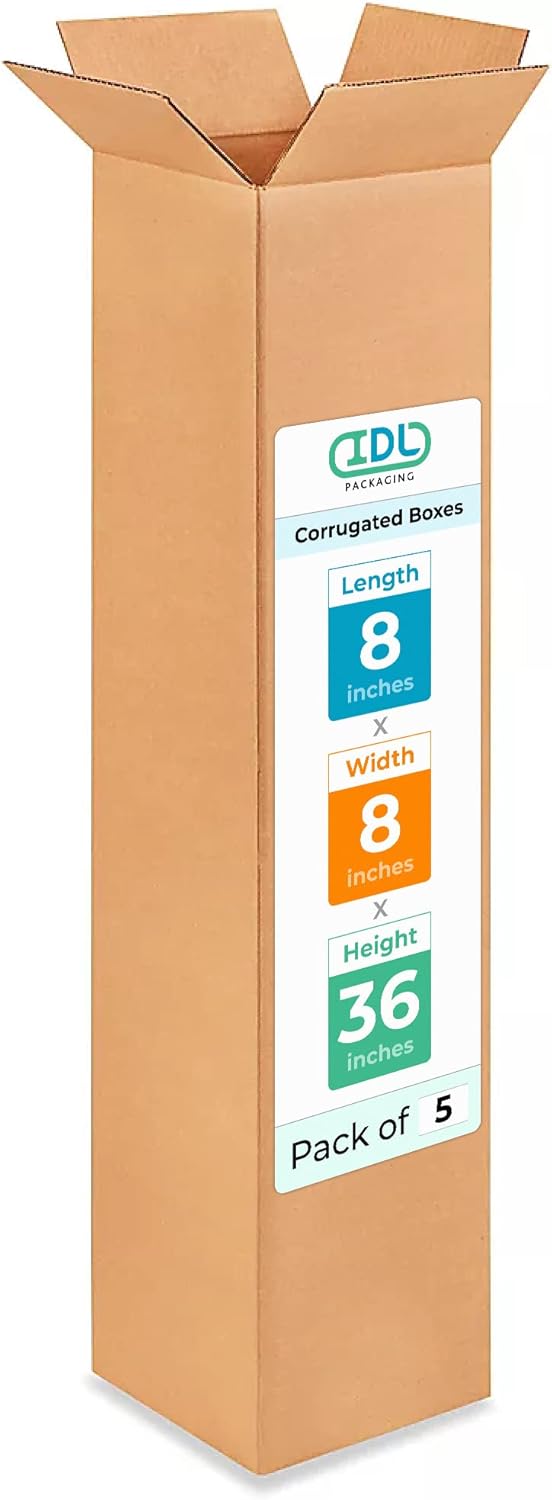 Tall Moving & Shipping Boxes 8x8x36 Inches Extra Strength Pack