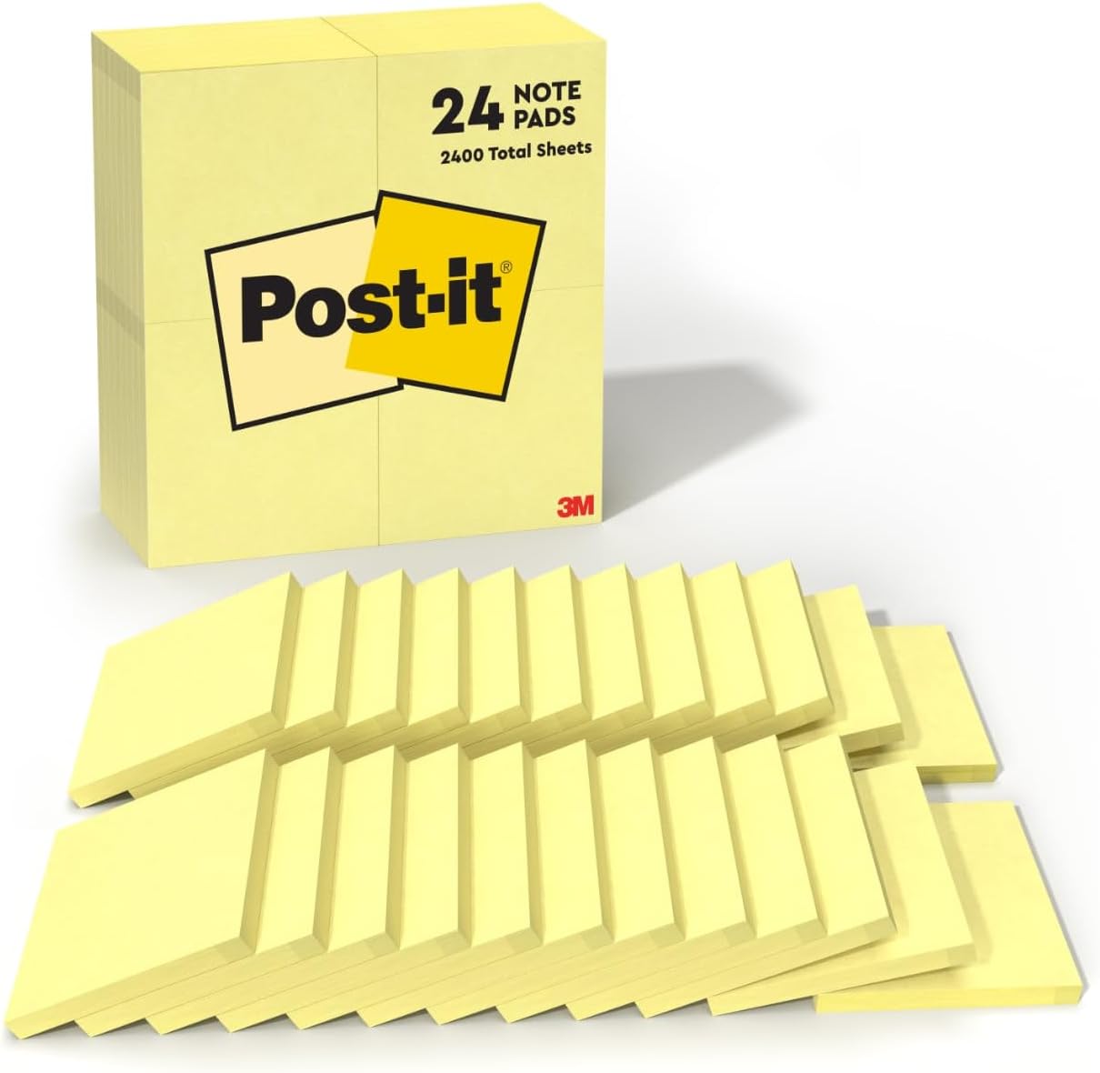 Vibrant Canary Yellow Sticky Notes - 24 Pads, 100 Sheets per Pad