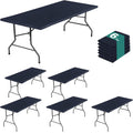 LUSHVIDA Vinyl Tablecloth 72x30 in Navy Blue - Waterproof, Elastic