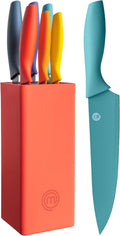 MasterChef Knife Block Set of 6 Kitchen Knives - Extra Sharp, Colorful