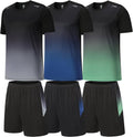 Men's Dry Fit Gym Shorts and Long Sleeve Shirt Set 6 Pack