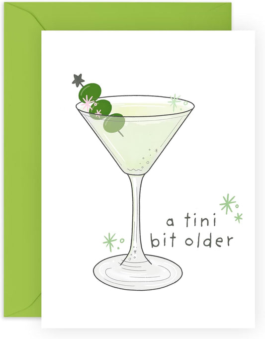 CENTRAL 23 Birthday Card - 'A Tini Bit Older Martini' - Fun Stickers Included