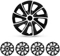 17 in White & Black Lacquer Hubcaps Set of 4 - Universal Snap-On
