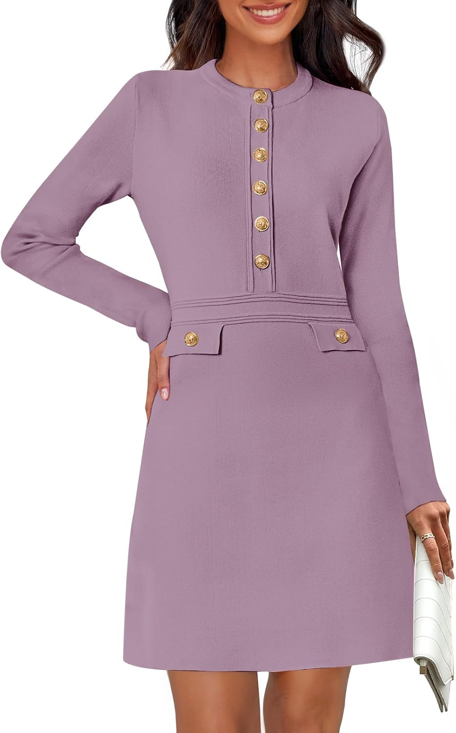 MEROKEETY Women's Long Sleeve Bodycon Sweater Dress for Fall