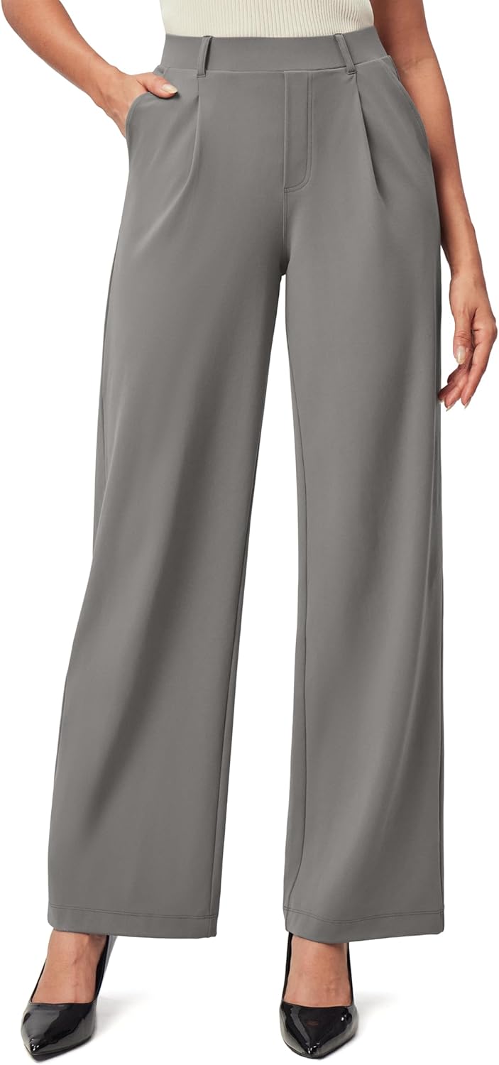 IUGA Womens Dress Pants Wide Leg Pull On Stretchy Work Pants