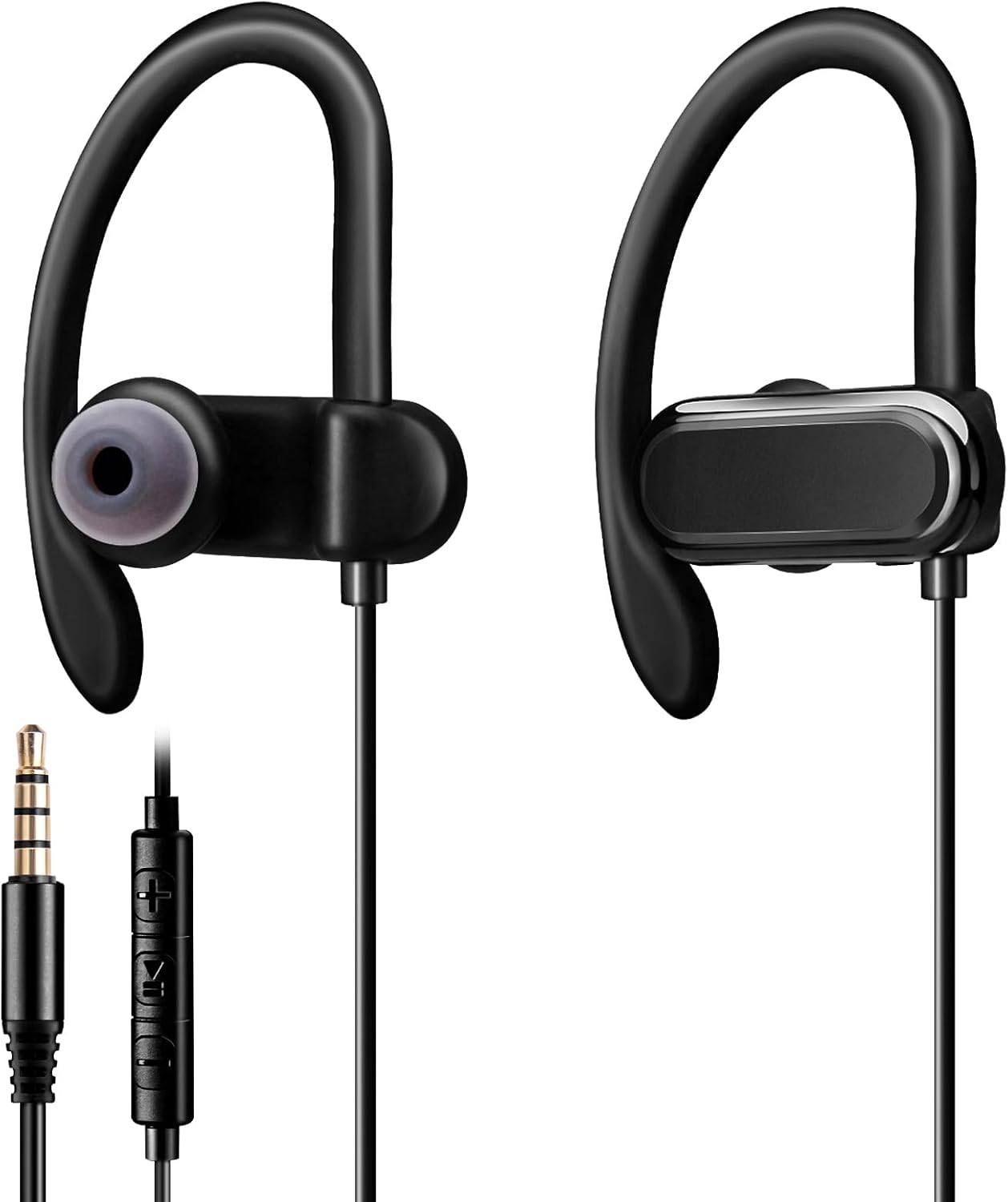 Secure Fit Wired Sports Earbuds - Noise-Isolation & Mic - CGS-W3
