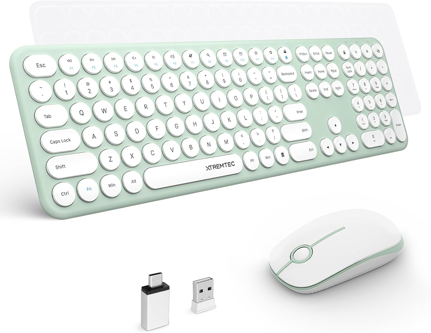XTREMTEC Wireless Keyboard and Mouse Set for Retro Aesthetic