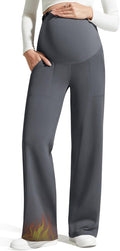 EverGoing Fleece Lined Maternity Wide Leg Pants - Cozy Over-The-Belly