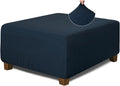 Square Ottoman Cover Slipcover X-Large Navy Blue - Thick Stretch Fit