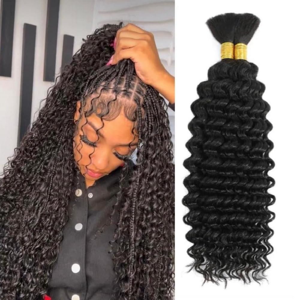 Human Braiding Hair for Boho Braids - 110g Natural Black Waves
