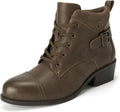 Women's Short Ankle Boots with Side Zipper - Chunky Low Heel Comfort