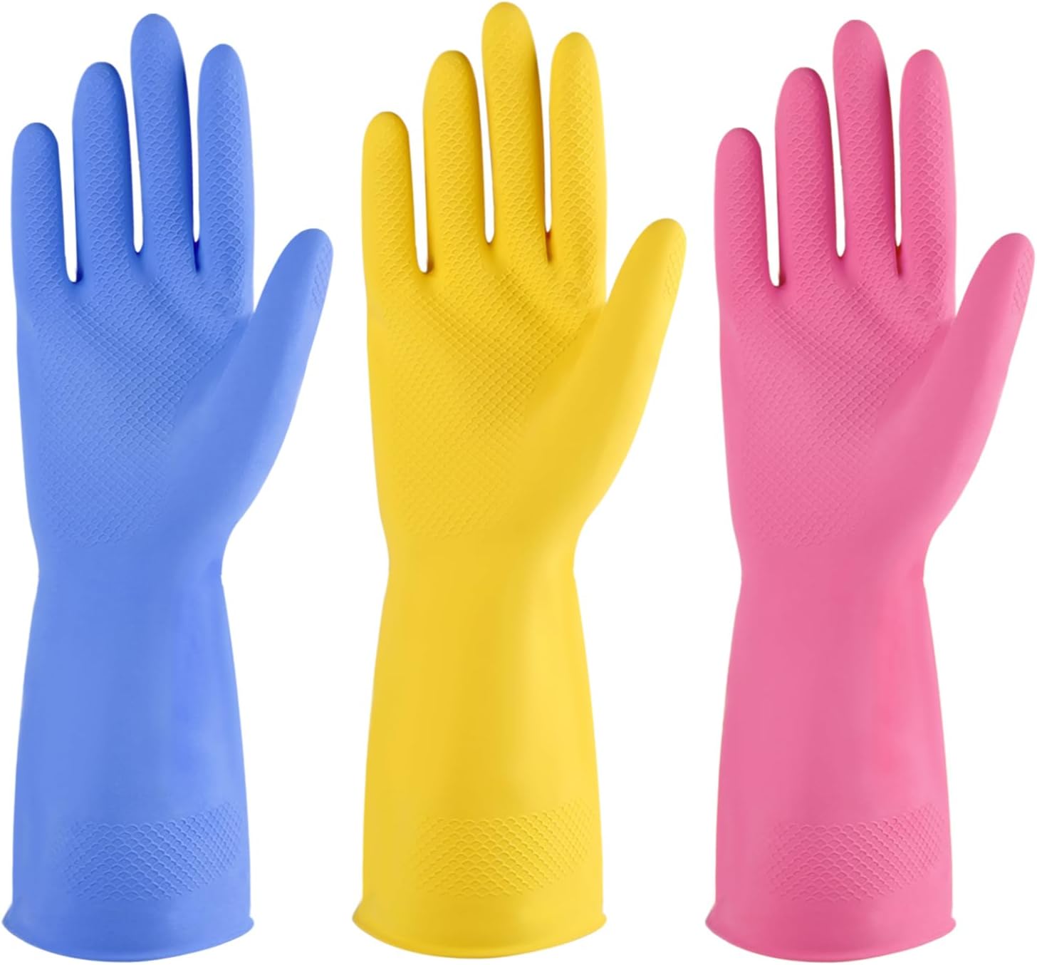 3-6 Pairs Rubber Cleaning Gloves for Household & Kitchen