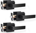Probrico Matte Black Passage Door Levers Square - Heavy Duty 3 Pack