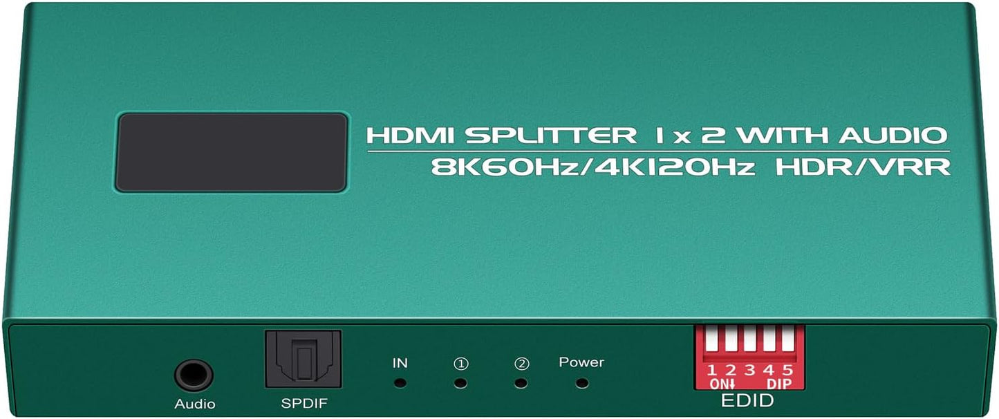 HDMI Splitter 1 in 2 Out 4K 120Hz for Capture Card and Soundbar