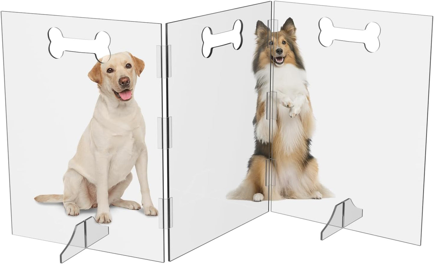Clear Acrylic Dog Gate for Indoor Use, 3 Panel 72in W x 31.5in H