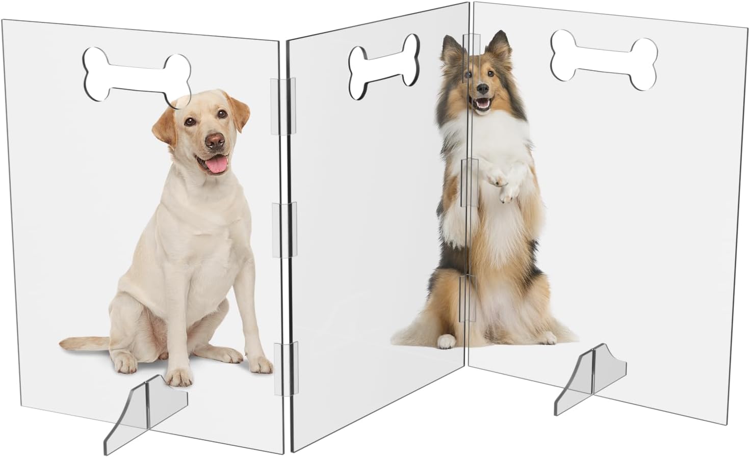 Clear Acrylic Dog Gate for Indoor Use, 3 Panel 72in W x 31.5in H