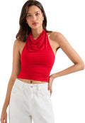 SUUKSESS Halter Backless Cowl Neck Tank Top - Sexy Summer Layer