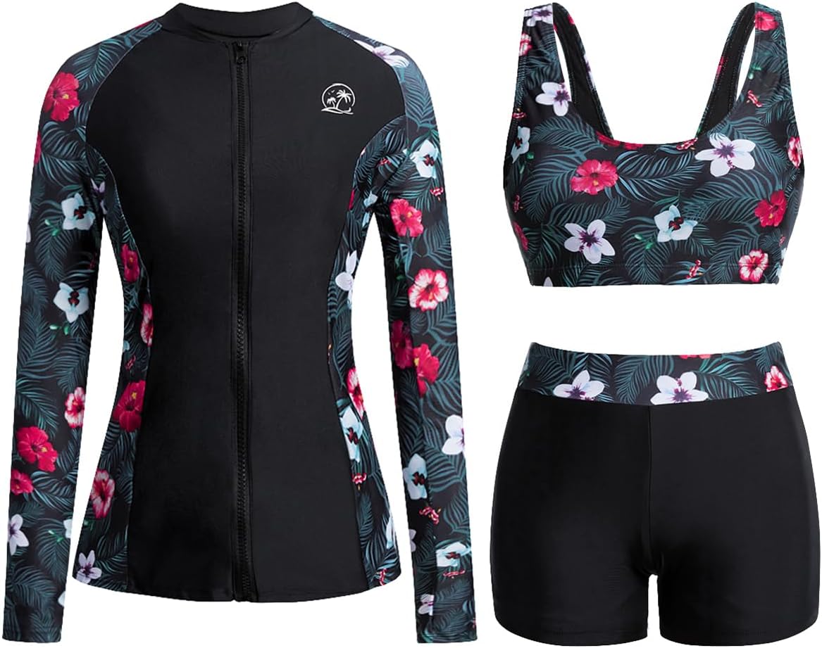 Holipick Long Sleeve Swimsuits for Women - 3 Piece Set