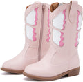 Toddler Girls Cowboy Boots with Side Zipper - Embroidered Western