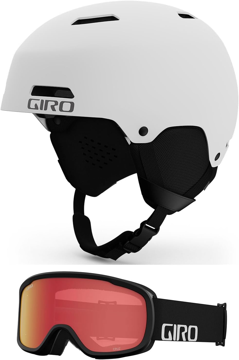 Giro Ski Helmet & Goggles Set - Matte White/Black Wordmark M
