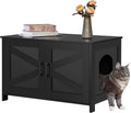Cat Litter Box Enclosure Wood Cabinet with Barn Door - Hidden Litter