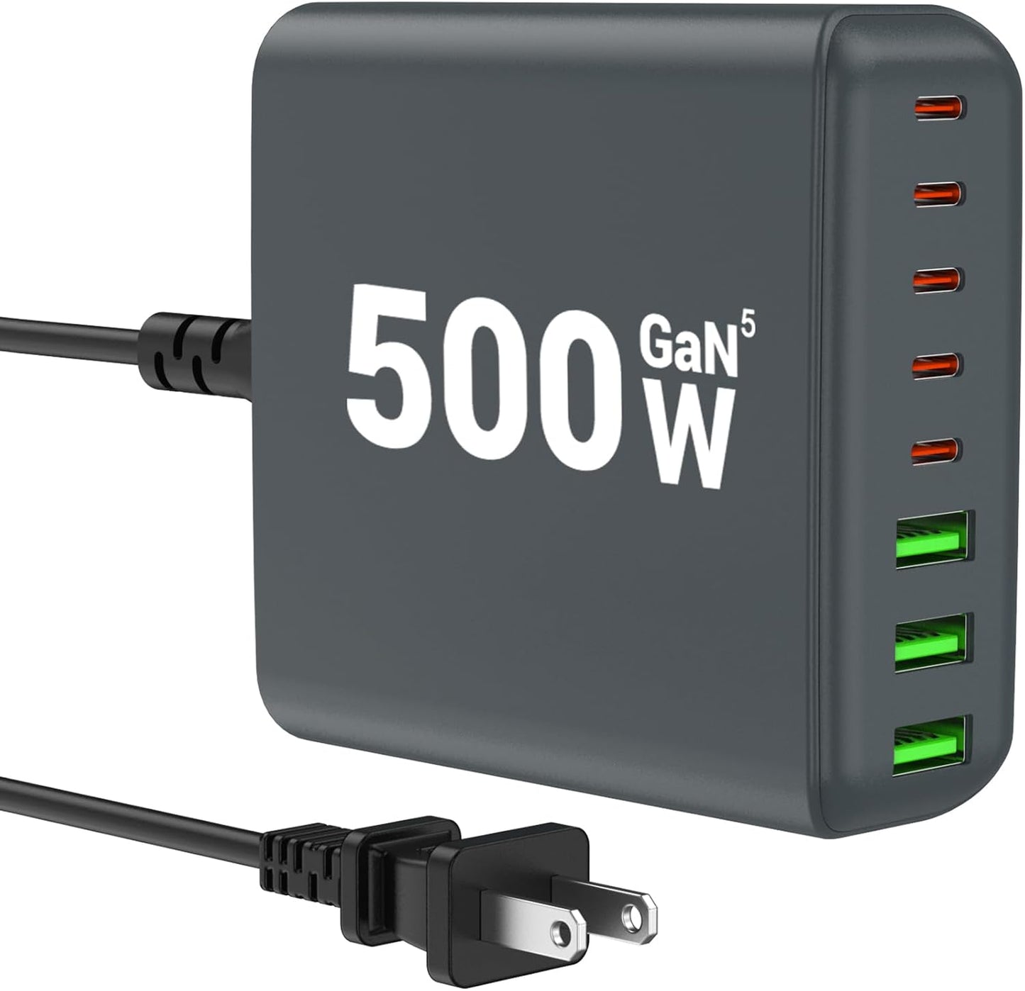 500W USB C Charger Block - Fast Charging 8-Port Station