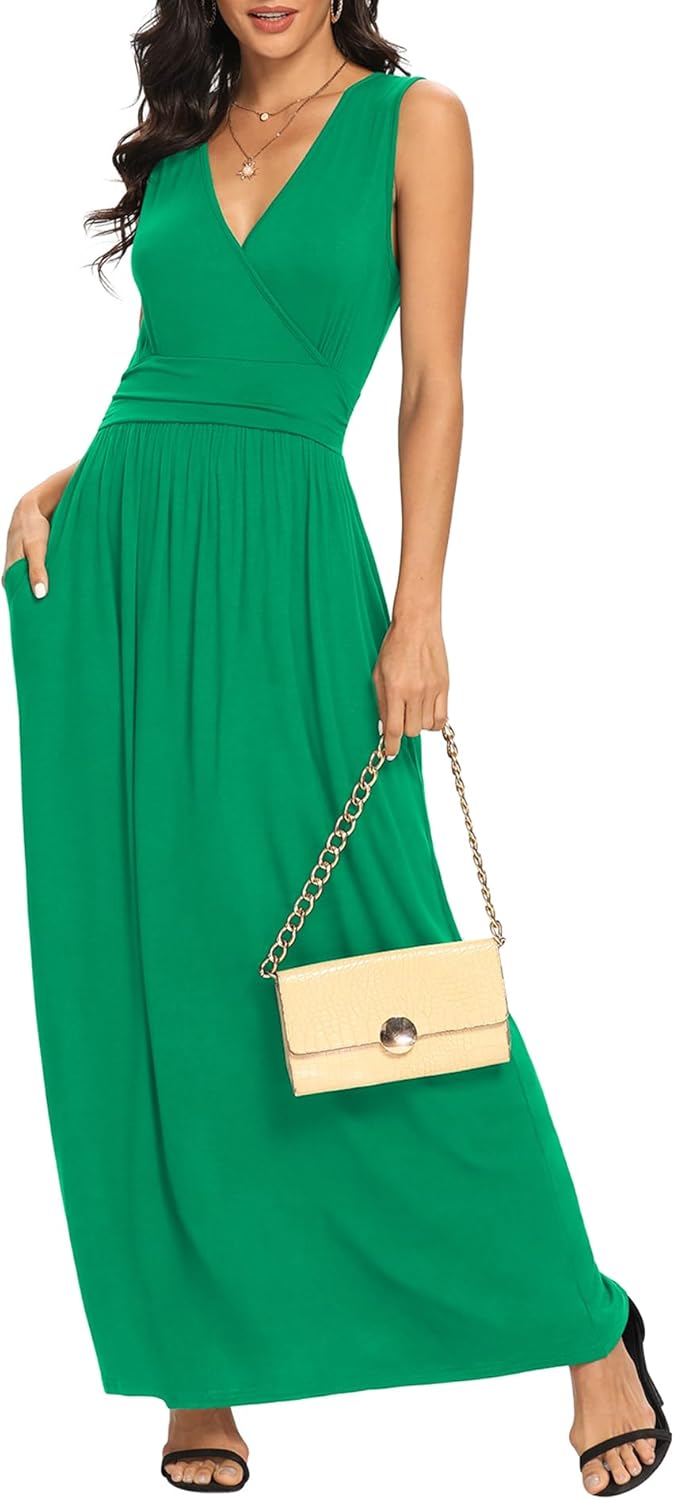 LILBETTER Women Sleeveless Deep V Neck Maxi Casual Dress Review