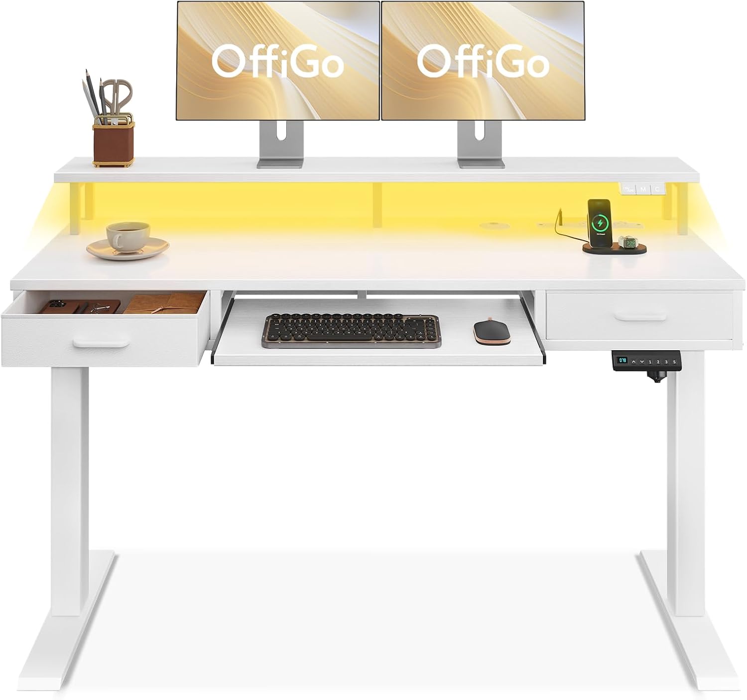 OffiGo Electric Standing Desk: Height Adjustable with Power Outlets