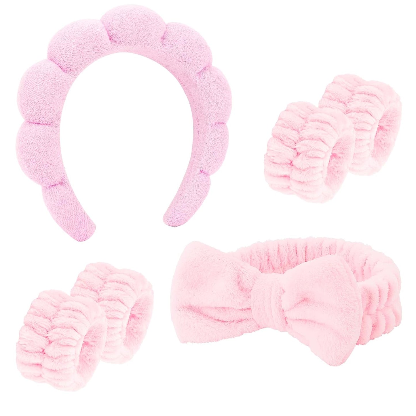 Fluffy Bow Spa Headband Set - Skin Care Essential